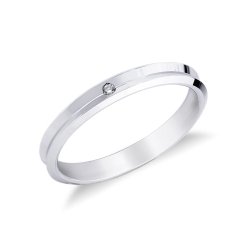 Alianza oro blanco y diamante de 0.01 quilates
