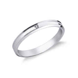 Sortija de boda oro blanco 750  diamante 0.01 quilates