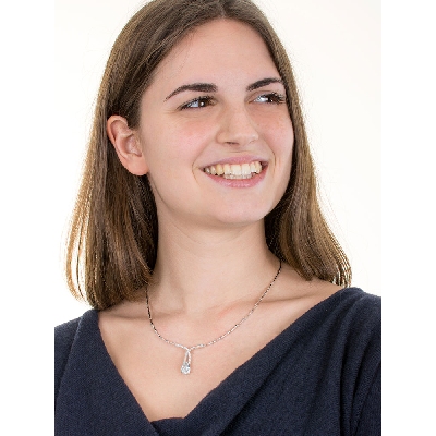 Collar semirrígido aguamarina y diamantes oro blanco 750