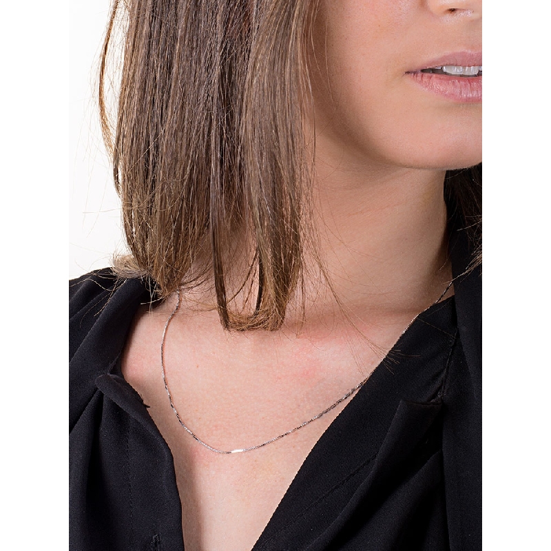 Collar oro blanco mujer cadena veneciana 18 kilates, cm 50.