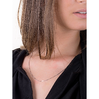 Collar oro blanco mujer cadena veneciana 18 kilates, cm 50.