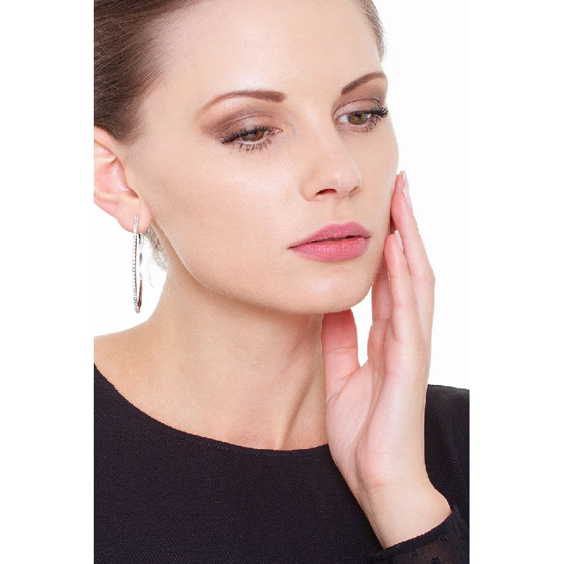 Pendenties de aro grandes oro blanco y diamantes  Pendenties de aro grandes oro blanco y diamantes