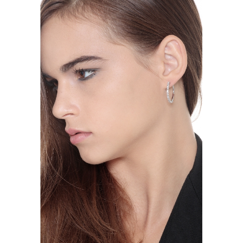 Pendientes de aro con diamantes y oro blanco18 kilates  Pendientes de aro con diamantes y oro blanco18 kilates