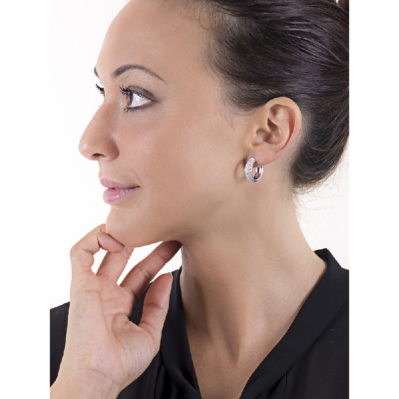 Pendientes aros oro blanco con pavé de diamantes Pendientes aros oro blanco con pavé de diamantes