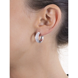 Pendientes aros oro blanco con pavé de diamantes 2