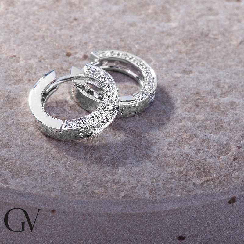 PENDIENTES ARO ORO BLANCO 18K Y DIAMANTE PENDIENTES ARO ORO BLANCO 18K Y DIAMANTE