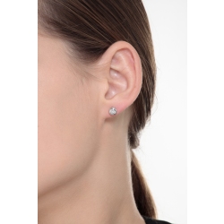 Pendientes solitarios con diamantes 0,16 ct a bisel en oro blanco 750 2