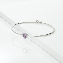 Brazalete rígido en oro blanco con amatista corazón y diamantes 2