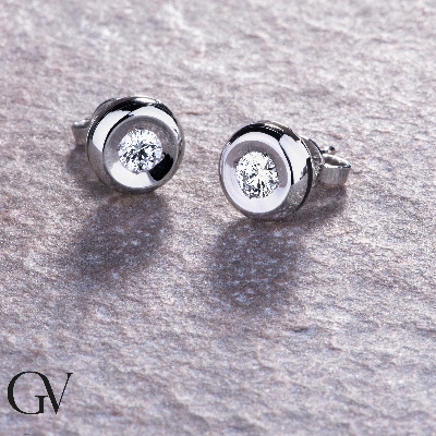 Pendientes de botón brillantes 0.40 quilates y oro blanco 18k