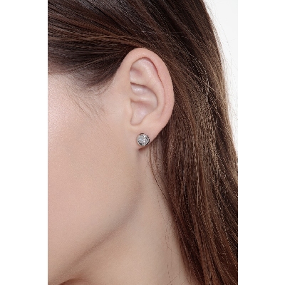 Pendientes de botón brillantes 0.40 quilates y oro blanco 18k