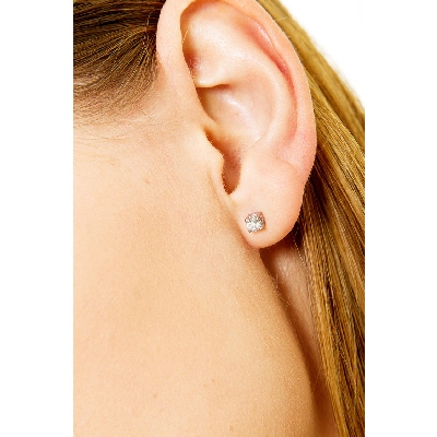Pendientes botón diamantes 0.30 qt oro blanco 18k 
