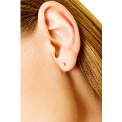Pendientes botón solitarios 4 garras diamantes 0.08 quilates y oro blanco 750 2