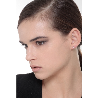 Pendientes oro blanco 750 botón solitarios 6 garras 