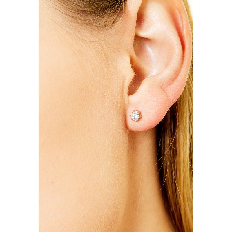 Pendientes botón en oro blanco 750 6 garras diamantes 0,30 quilates Pendientes botón en oro blanco 750 6 garras diamantes 0,30 quilates