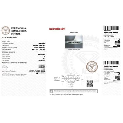 Diamante certificado IGI 0.40 CT E SI1 