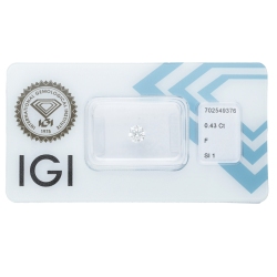Diamante certificado IGI 0.43 CT  F SI1