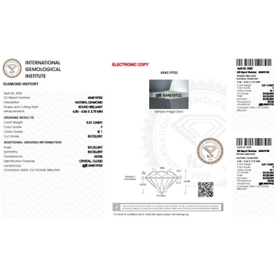 Diamante certificado IGI 0.31 CT F SI1