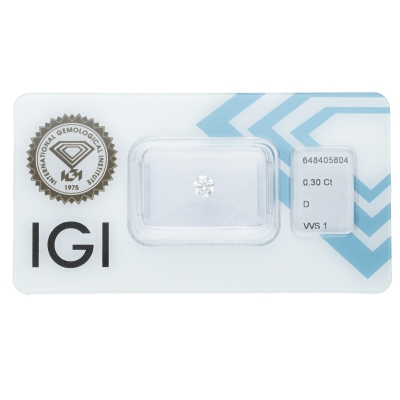 Diamante certificado IGI  0.30 CT D VVS1 