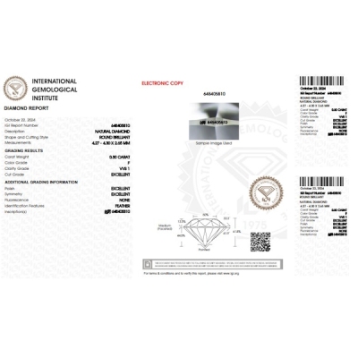Diamante certificado IGI 0.30 CT F VVS1
