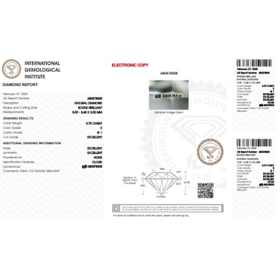 Diamante certificado IGI 0.70 CT E SI1