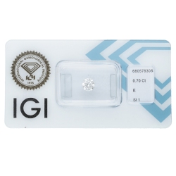 Diamante certificado IGI 0.70 CT E SI1