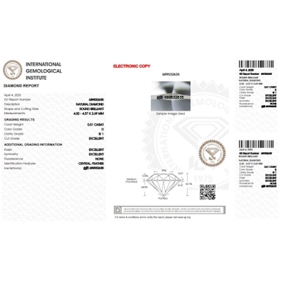 Diamante certificado IGI 0.31 CT D SI1 