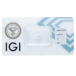 Diamante certificado IGI  0.50 CT D VS1
