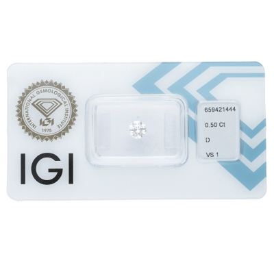 Diamante certificado IGI  0.50 CT D VS1