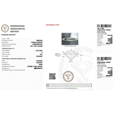 Diamante certificado IGI 0.30 CT D VS2 