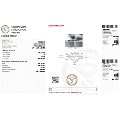 Diamante certificado IGI 0.42 CT D VVS2