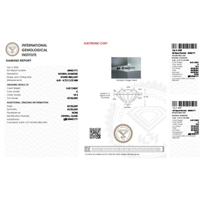 Diamante certificado IGI 0.40 CT D VS2