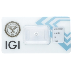 Diamante certificado IGI  0.41 CT D VS2