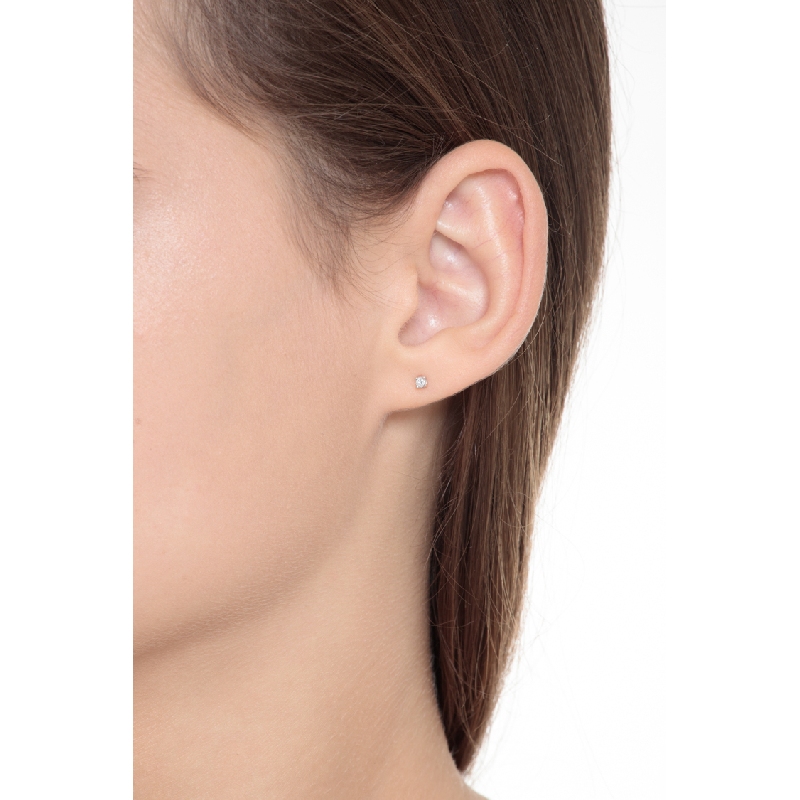 Pendientes botón oro blanco 18k brillantes 0,08 quilates