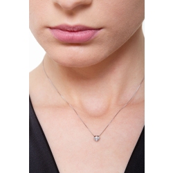 Collar oro blanco mujer de 18 kilates con colgante de corazón de diamantes de 0.04 quilates 2