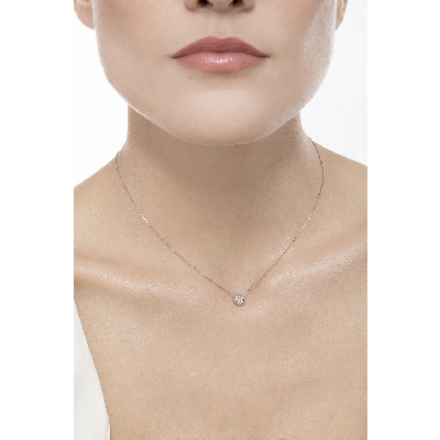 Colgante solitario 0.10 quilates diamante y oro blanco 18 kilates
