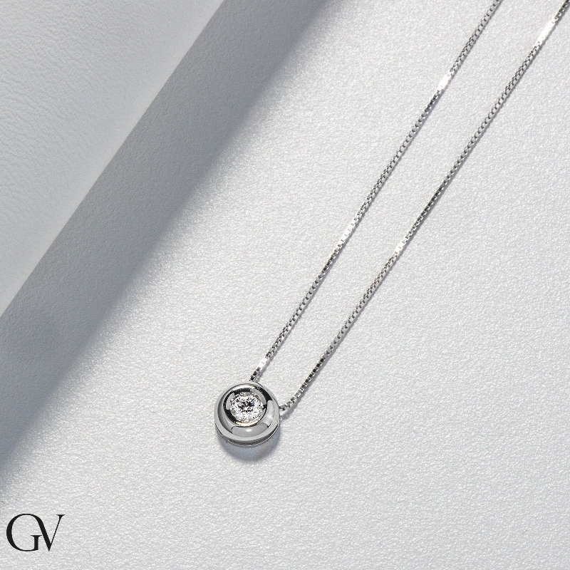 Colgante solitario diamante 0.25 quilates oro blanco 750 Colgante solitario diamante 0.25 quilates oro blanco 750