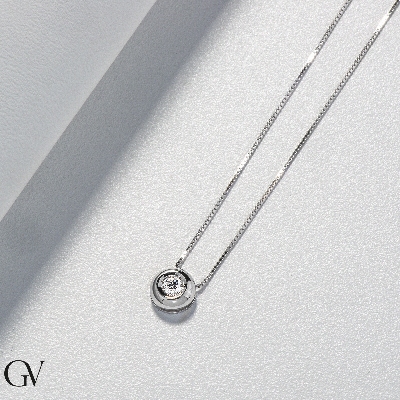 Colgante solitario diamante 0.25 quilates oro blanco 750