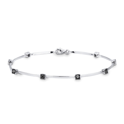 Pulsera hombre alternada de oro blanco de 18 quilates con diamantes negros cm 20 