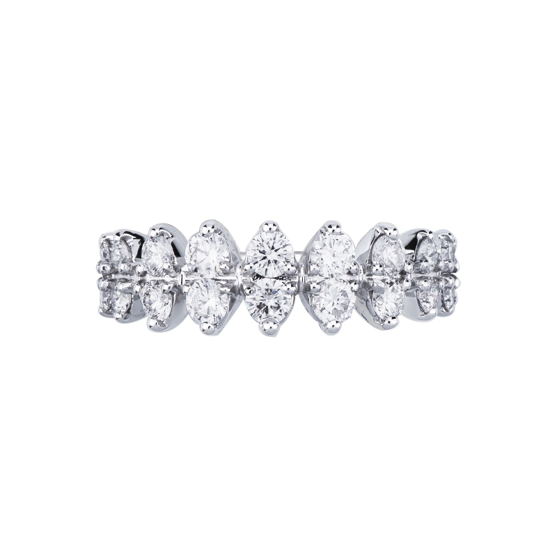 Alianza engastada creativa oro blanco 18K y diamantes Alianza engastada creativa oro blanco 18K y diamantes