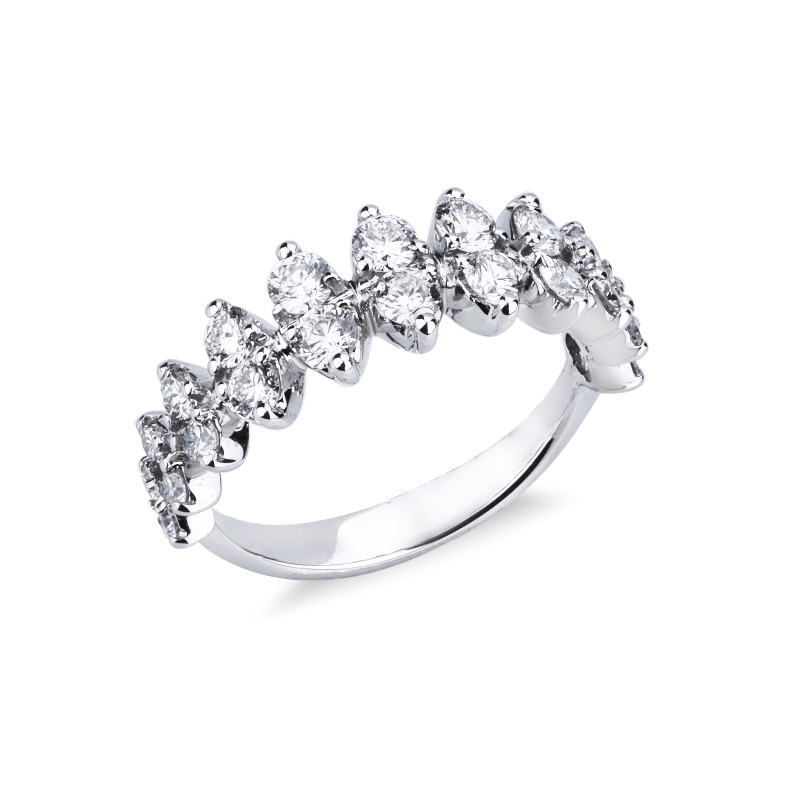 Alianza engastada creativa oro blanco 18K y diamantes Alianza engastada creativa oro blanco 18K y diamantes