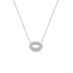 Gargantilla con eslabón ovalado pavé oro blanco 18k con diamantes