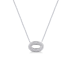 Gargantilla oro blanco 18k con colgante ovalado pavé