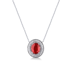 Gargantilla halo oro blanco 18k con rubí y diamantes