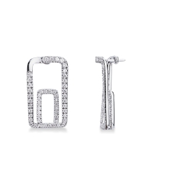 Pendientes geométricos en oro blanco con diamantes
