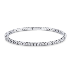 Pulsera tennis elastica en oro blanco 18k con diamantes