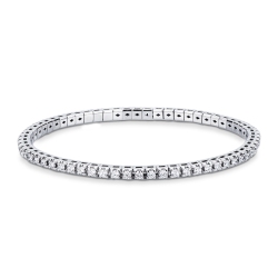 Pulsera tennis elástica en oro blanco 750 con diamantes