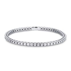 Pulsera tennis elastica en oro blanco 750 con diamantes