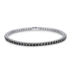 Pulsera riviera elastica en oro blanco 18k con diamantes negros