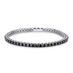 Pulsera tennis elástica en oro blanco 18k con diamantes negros