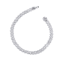 Pulsera tejido de diamantes en oro blanco 18k